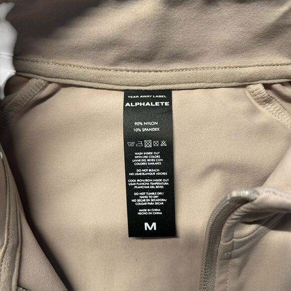 Alphalete Women’s M Full Zip Pro Elite Performance Jacket‎ Beige Sand Fitted Gym - Picture 3 of 11